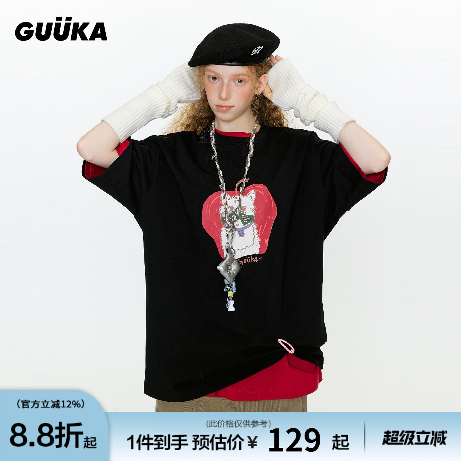 GUUKA夏季落肩短袖T恤图片