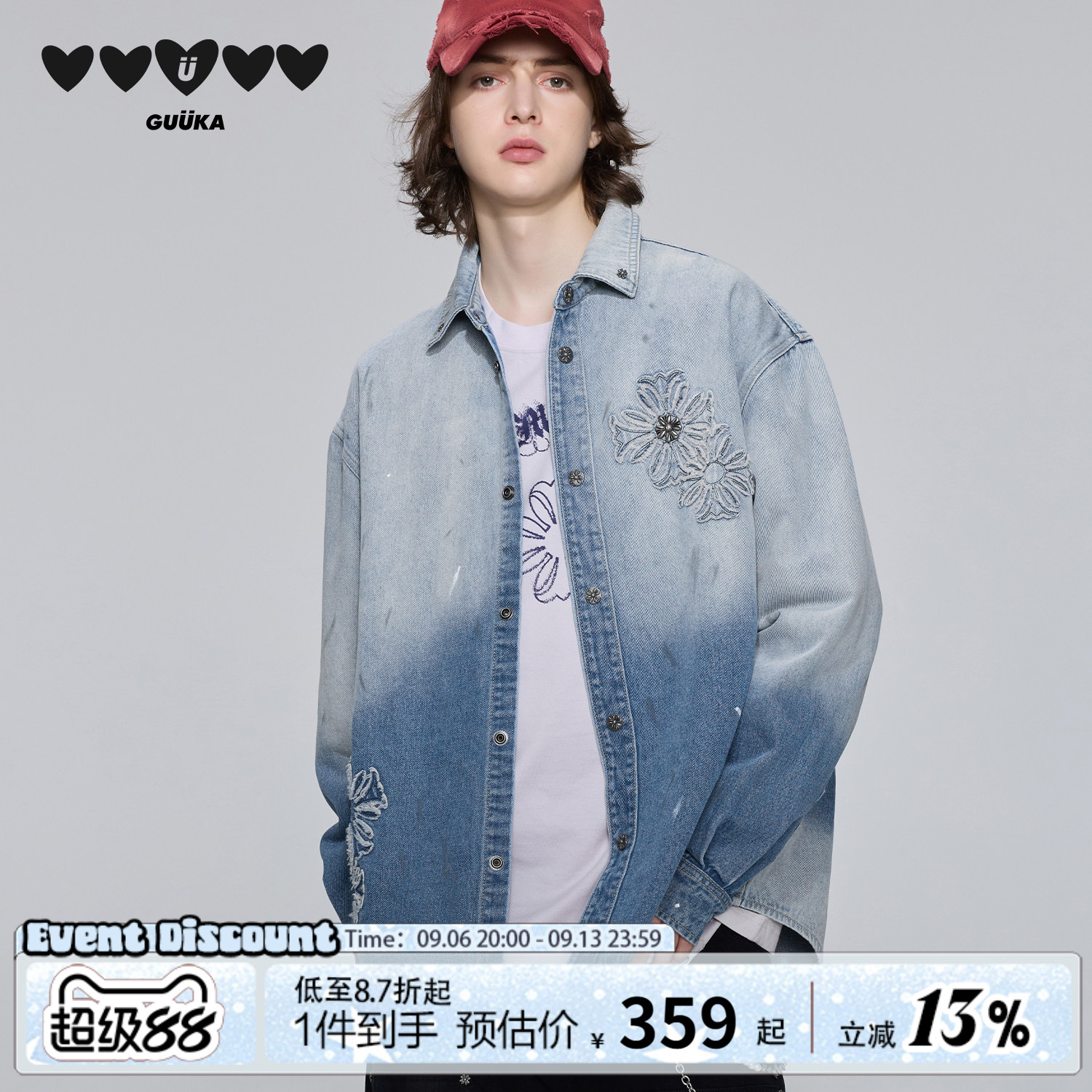GUUKA复古哥特风落肩牛仔衬衫图片