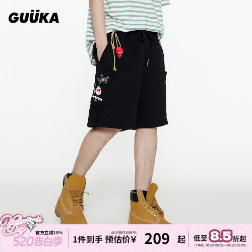 GUUKA夏季毛绒爱心短裤