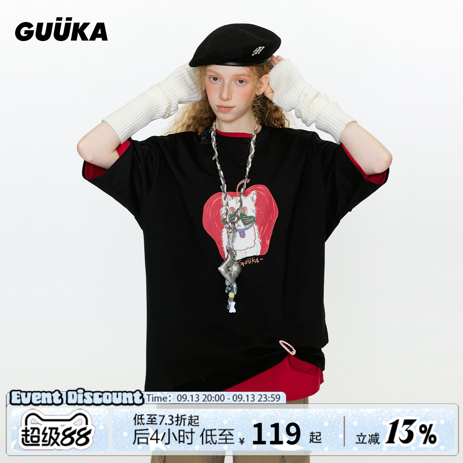 GUUKA夏季落肩短袖T恤图片