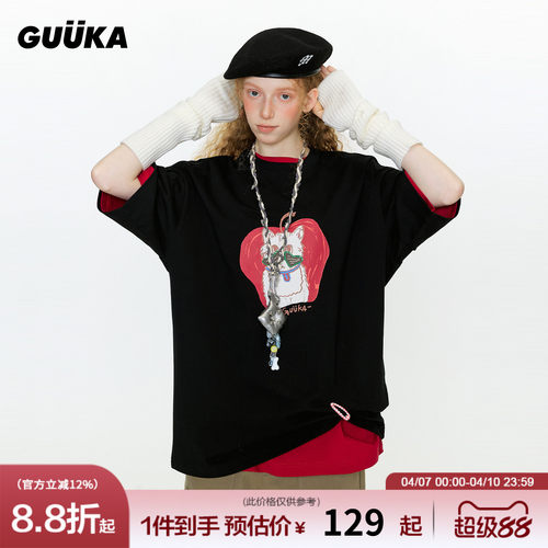 GUUKA夏季落肩短袖T恤