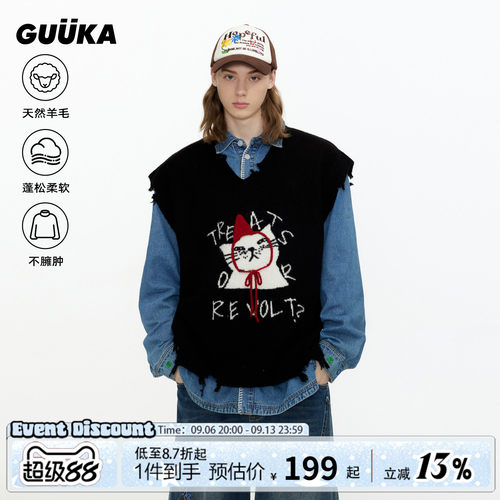 GUUKA小红帽猫咪毛衣背心