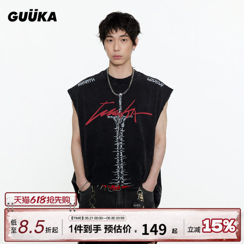 GUUKA黑色美式长剑背心