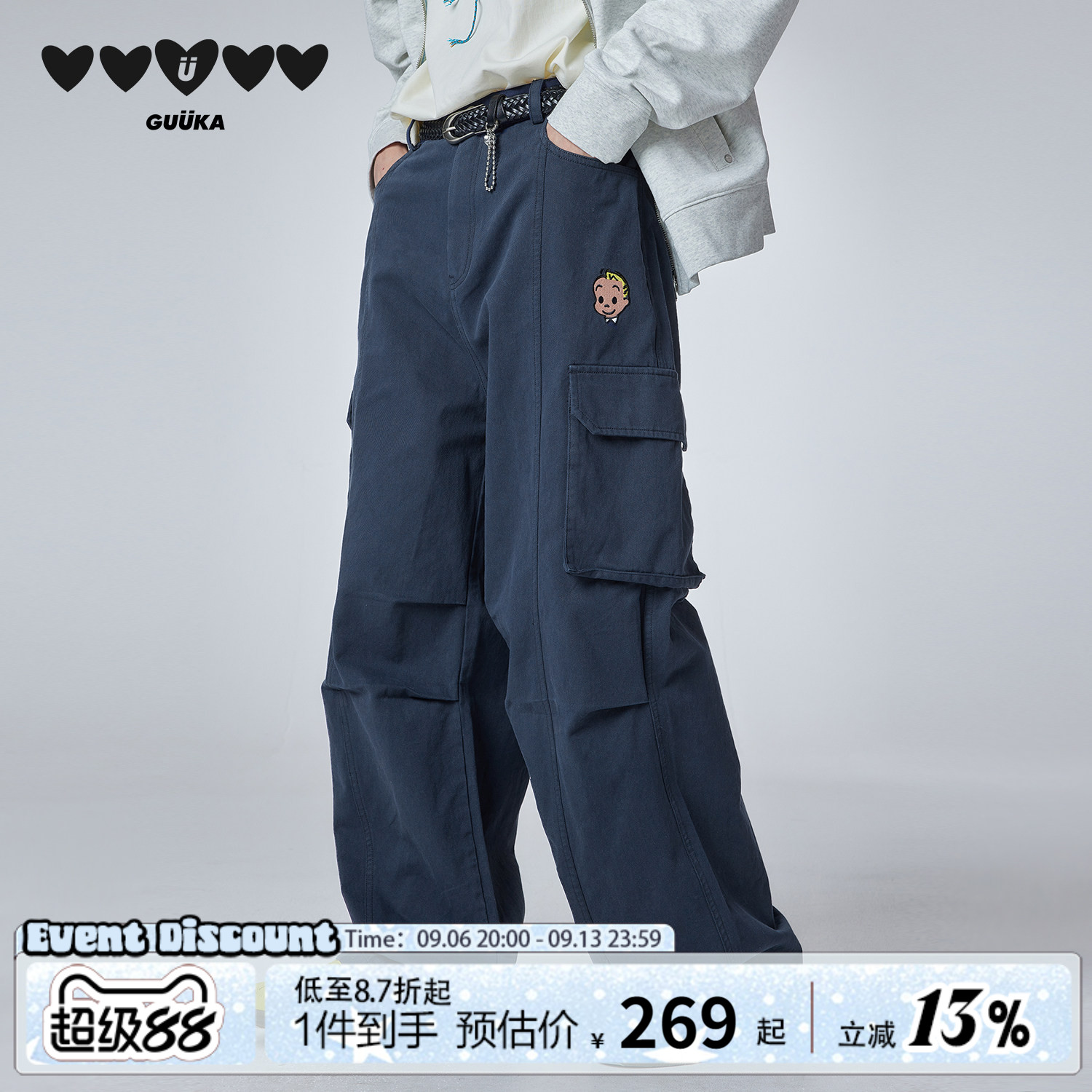 GUUKA杰克美式直筒工装裤图片