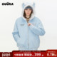情侣正肩新款 GUUKA潮牌猫耳朵丝绒连帽棉服男冬季 加厚外套 棉衣女