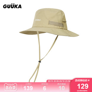 潮 GUUKA卡其色复古渔夫帽男女同款 夏季 新款 山系户外遮阳防晒帽子