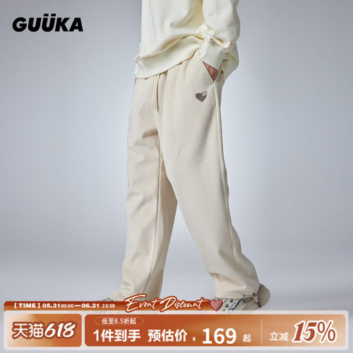 GUUKA爱心刺绣灯芯绒休闲裤
