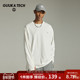 t恤男重磅 GUUKA TECH机能白色纯棉长袖 指套开口设计落肩圆领上衣