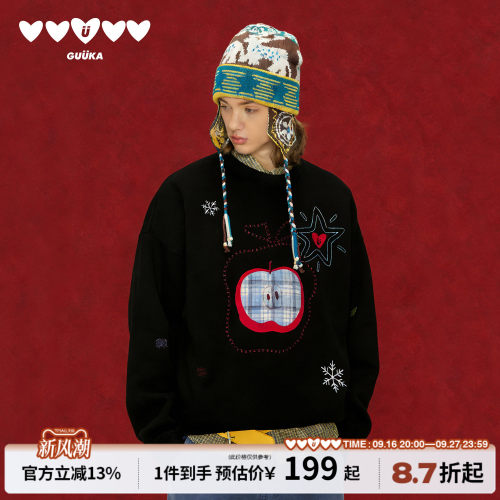 GUUKA苹果刺绣圆领卫衣
