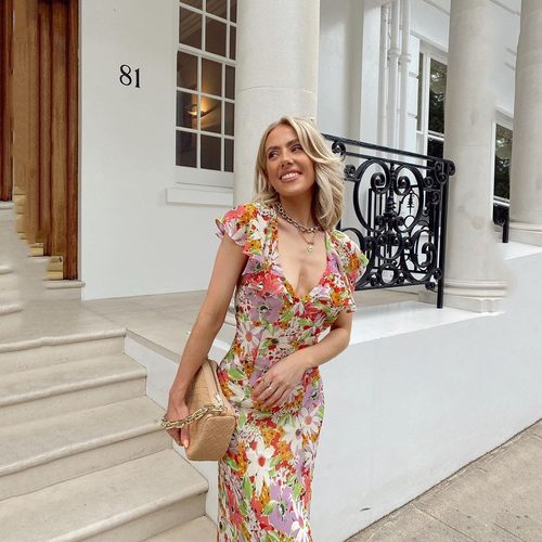 Women temperament backless sexy floral skirt女印花露背碎花裙