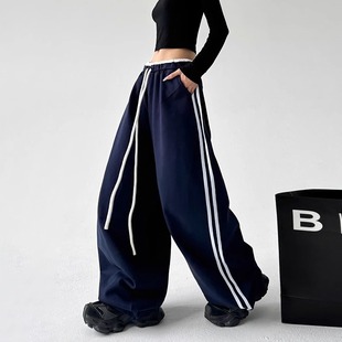 wide pants waist and high sports with legs女裤 Women loose