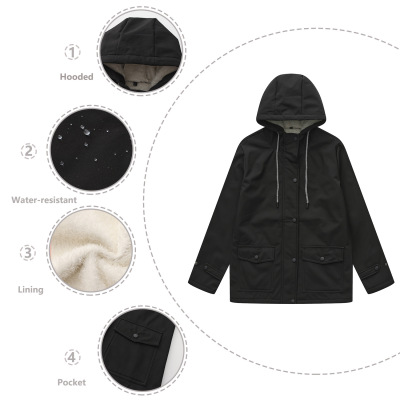 Women velvet waterproof zipper hooded windbreaker女加绒风衣