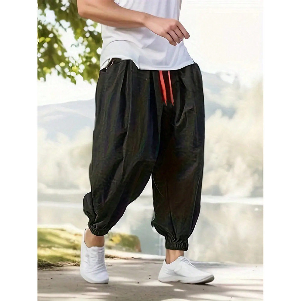Men's lantern pants loose wide leg harem pants男灯笼裤哈伦裤