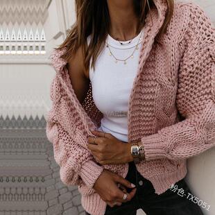 Women's thick thick thread sweater jacket女加厚粗线毛衣外套