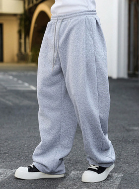 Men straight leg sports sweatpants男直筒运动抽绳显瘦阔腿卫裤