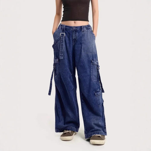 Women's loose wide leg workwear jeans女装宽松阔腿工装牛仔裤