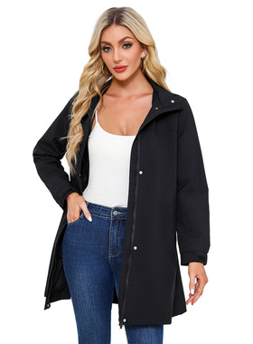 Women waterproof windbreaker thin jacket可拆卸帽防泼水风衣女