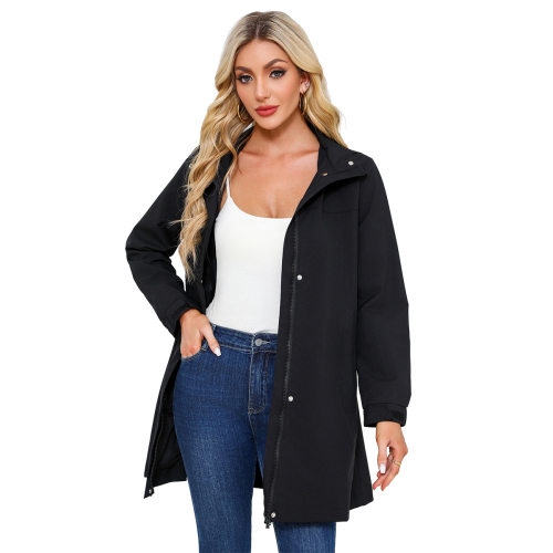 Women waterproof windbreaker thin jacket可拆卸帽防泼水风衣女