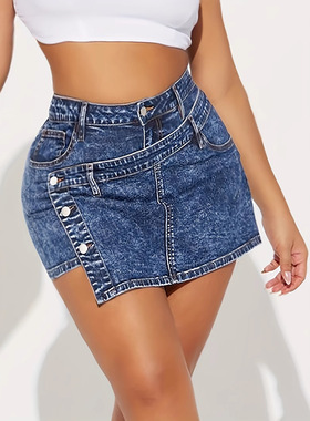 Women's stretch snowflake craft denim shorts女前搭片牛仔短裤