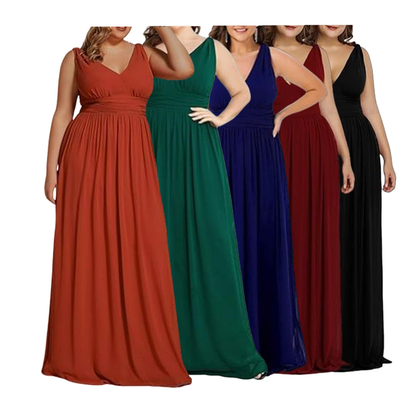 Women's sleeveless waist cinched long skirt女晚礼服无袖长裙