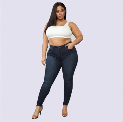 5XL Large Women's Stretch Tight Jeans5XL大码女弹力紧身牛仔裤
