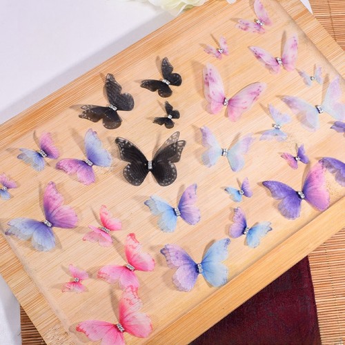 双层薄纱立体小蝴蝶窗帘装饰别针