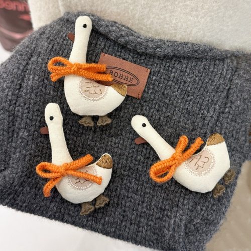 卡通布艺大白鹅造型胸针diy配件