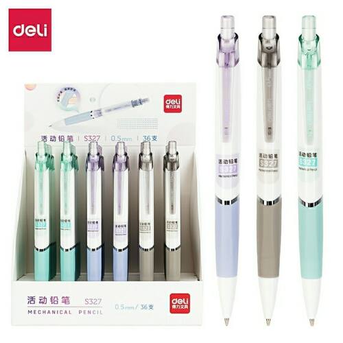 得力自动铅笔正姿三角文具小学生0.5mm按动不断芯塑料考试高颜值