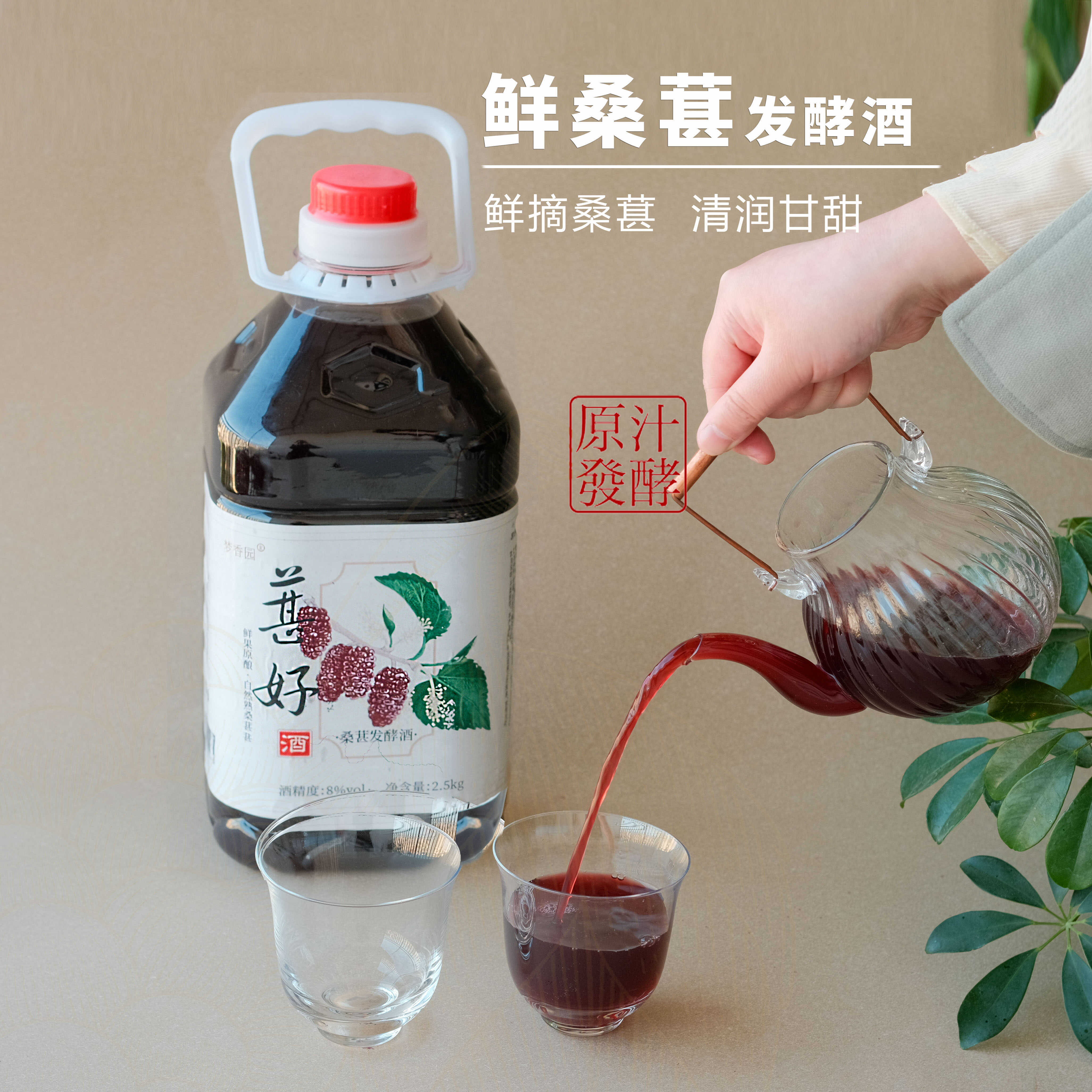 夢香園正宗桑葚酒純發(fā)酵養(yǎng)生果酒甜酒低度微醺5斤大瓶裝
