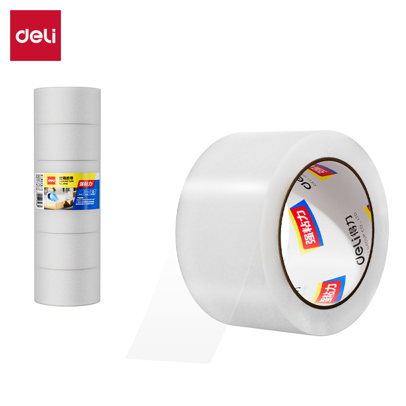 得力30333封箱胶带60mm*100y*45um办公快递封箱带(6卷/筒)(普透)