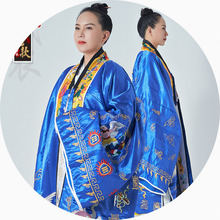 武农新款 蓝色布料古典手工苏绣道家法衣 道士服五雷衣有袖