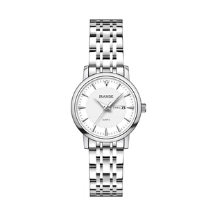 手表精钢女石英歌浪迪小众腕表一件防水轻奢蝴蝶扣双日历钢带