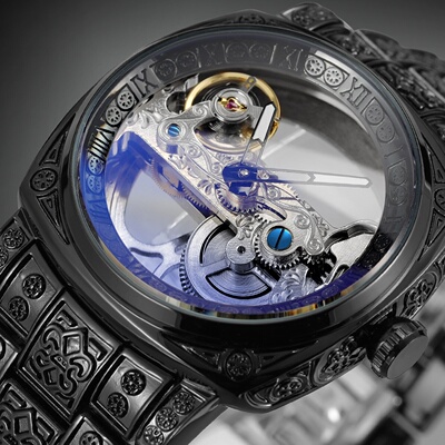 FORSINING 复古男士自动机械表雕花镂空手表 时尚 自动机械手表