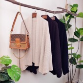 慵懒宽松羊毛羊绒复古扭花开衫 针织披肩 法式 风 墨渲臻品 经典