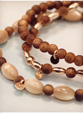 天然沉香彩色原石手工串珠手链