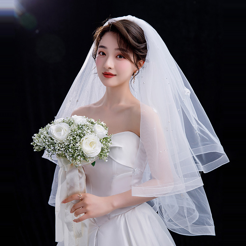 双层造型新娘结婚婚礼头纱蓬蓬纱