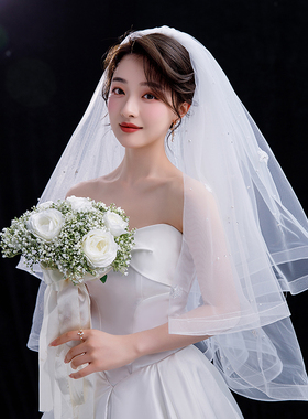 双层造型新娘结婚婚礼头纱蓬蓬纱