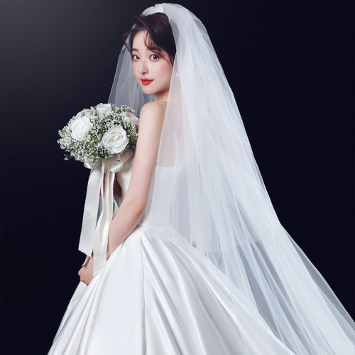 主婚纱头纱澜蒂纱头饰多层新娘