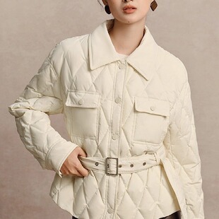 短款羽绒棉服女款轻薄显瘦小香风小个子袄外套韩系2025新款菱形格