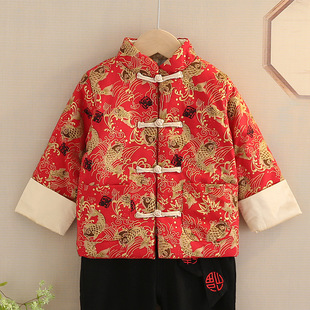 古装 拜年服儿童唐装 加棉冬装 中国风汉服男童过年喜庆宝宝小童套装