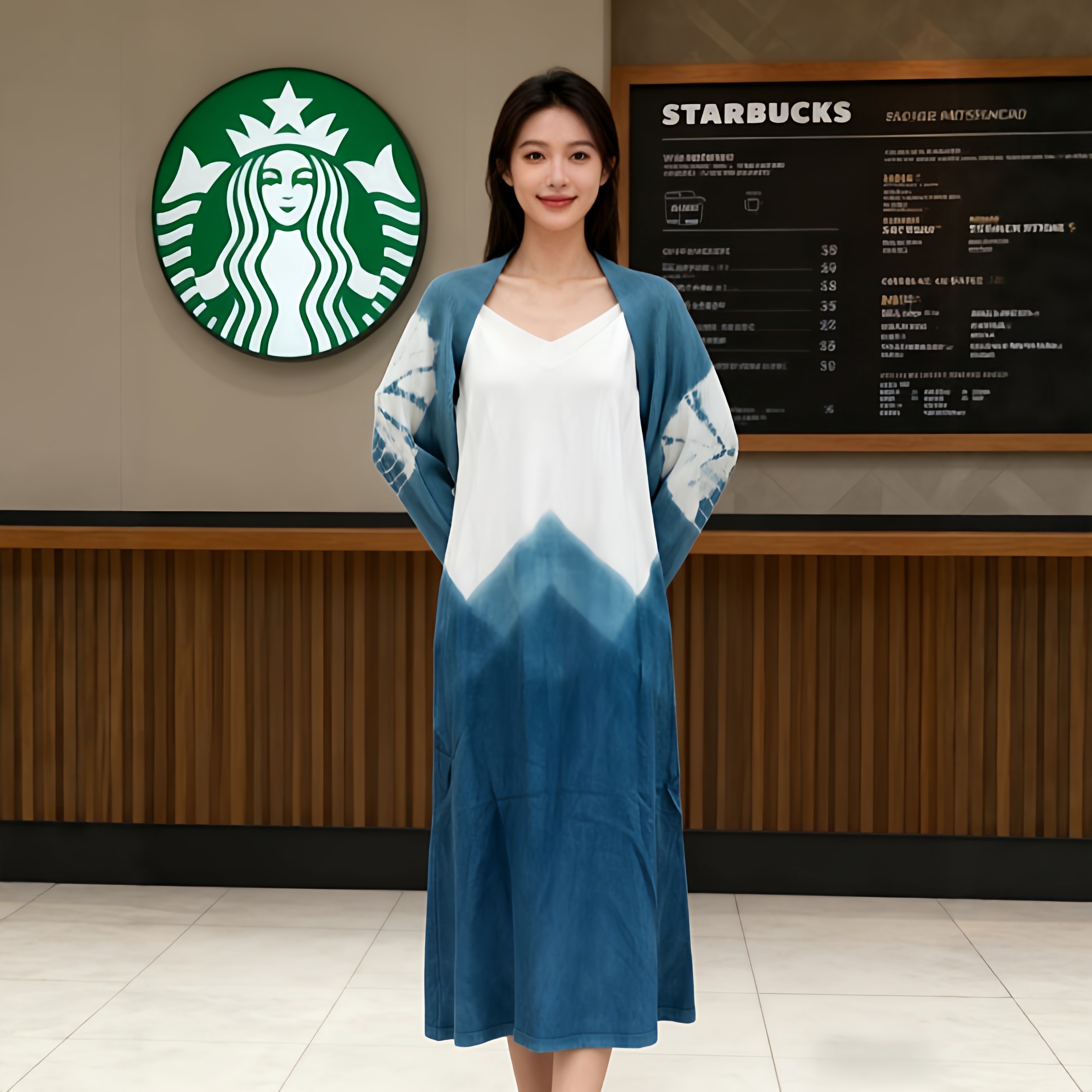 扎染毛衣外套搭配针织吊带连衣裙两件套女秋冬长裙毛衣裙套装裙子