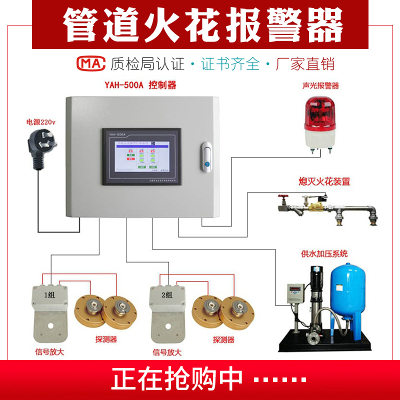 火花探测器除尘 管道粉尘检测仪报警器 除尘火焰自动熄灭系统