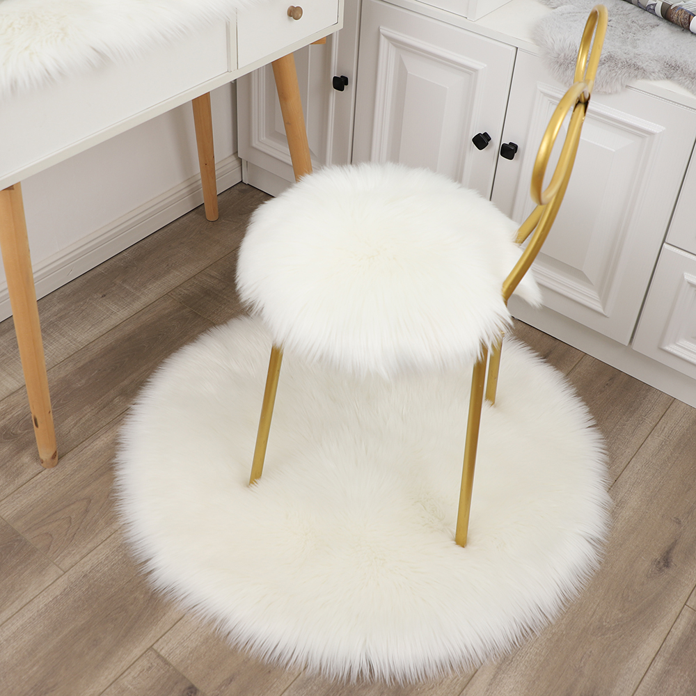 圆形地毯卧室床边长毛绒地毯客厅化妆椅垫可爱仿羊毛拍照阳台装饰