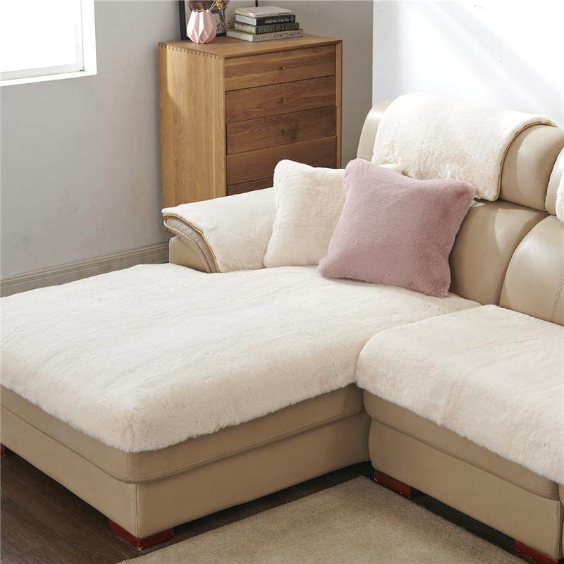 毛绒沙发垫加厚防滑兔毛真皮沙发保护套罩欧式榻榻米地毯飘窗定制