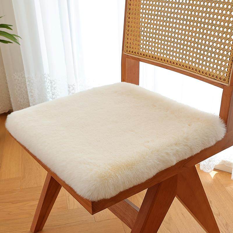 撸猫手感加厚兔毛绒坐垫椅垫方垫餐椅垫椅子垫电脑椅化妆凳垫