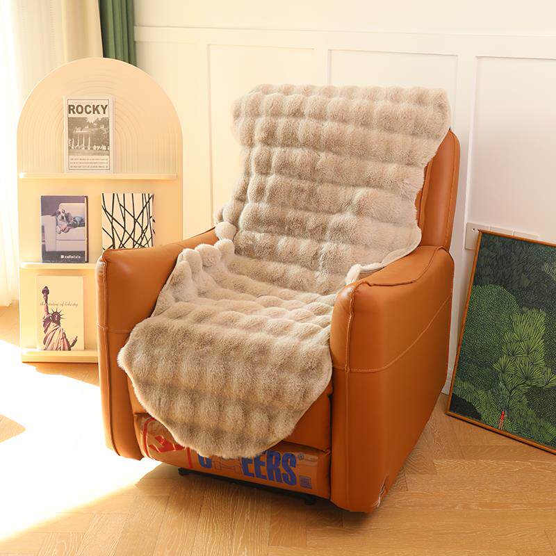 头等舱椅子垫坐垫起瓦士单人沙发垫靠背一体毛毛垫保暖兔毛绒垫子