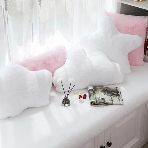 不规则靠垫创意沙发抱枕异形靠枕云朵小兔绒靠垫海星星星靠背