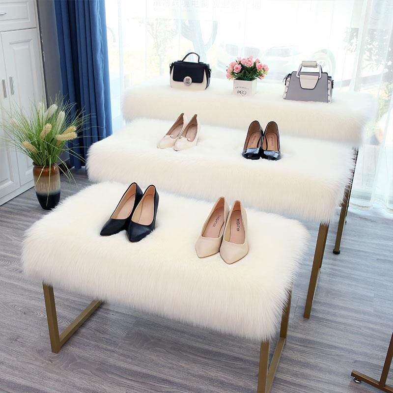 长毛绒地毯服装店橱窗展台仿羊毛垫子简约流水台客厅纯色垫子定制