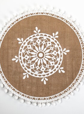 编织杯ins风北欧餐黄麻餐桌隔热黄麻装饰拍摄道具花瓶