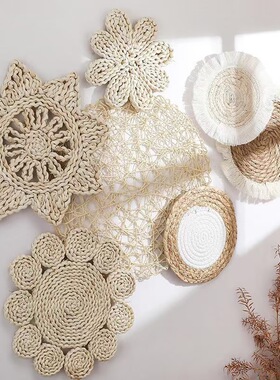 波西米亚壁篮套装墙壁装饰草编壁饰民宿玄关客厅装饰挂饰手编壁挂